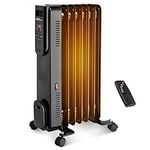 LIVINGbasics Electric 1500W Oil Filled Radiator Heater, Full Room Quiet, 3 Heat Settings, Adjustable Thermostat, Overheat Protection & Tip-Over Protection, Black, Lb-heATER-036-GII