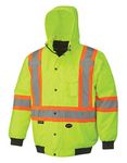 Pioneer High Visibility 7-in-1 Winter Bomber Jacket for Men - 100% Waterproof Safety Rainwear for Work - ANSI Class 3 Yellow