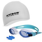 VIVA SWIMMING Combo 704 Swimming Goggles & Swimming Cap, 2 Ear Plug Swimming Kit