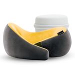 Lifelong Travel Neck Pillow | Premium Memory Foam Neck Support | Adjustable Headrest for Sleeping, Airplane Use | Portable Cushion with Case | Yellow