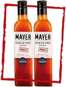 Mayer Hungarian Artisanal Mango Syrup for Drinks - Premium Natural, Over 50% Real Fruits, Flavoring for Cocktails, Smoothies, Lemonade, Desserts - Zero Preservatives (16.9 Fl. Oz. x 2 Pack)