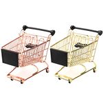 Funpa 2PCS Mini Shopping Cart Fashion Creative Pretend Play Mini Cart Supermarket Handcart for Kids