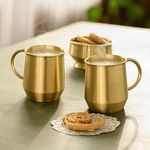 Ellementry Oro Brass Coffee Mug | Mugs for Coffee, Tea and Milk | Dishwasher Safe Cup Set | Cofee Mug with for Office, Home and Travel | Chip Resistant | Birthday Gift