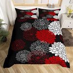 Modern Floral Bedding Set Queen,Red