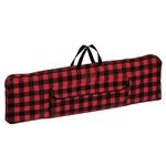 mDesign Long Gift Wrapping Organizer Storage Bag with Handles - Wrapping Paper Holder for Christmas and Holiday Giftwrap - Zip Closure Wrapping Paper Storage Bag Container - Red/Black