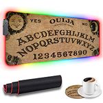 RGB Gaming Mouse Pad and Coffee Coaster, LED Large Extended Mouse Mat with 12 Lighting Modes, Anti-Slip Rubber Base, Computer Keyboard Desk Mouse Mat 31.5 X 11.8 Inch - Retro Ouija Board