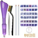 Afantti Hotfix Applicator Wand Rhinestone Setter Hot Fix Applicator Iron Gun Pen Tool Bedazzler Kit with Hotfix Rhinestone Gems Crystals for DIY Crafts (Violet)