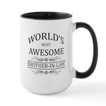 CafePress World's Most Awesome Brother in Law Large Mug 15 oz (444 ml) Ceramic Coffee Mug