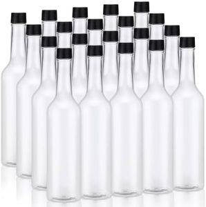 Tioncy 20 Pcs 15 oz Plastic Long Neck Bottle Empty Wine Bottles Clear Liquor Bottles with Screw on Caps Reusable Coquito Bottles for Drinks Condiment DIY Craft Bottle Decoration