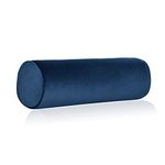 Memory Foam Roll Pillow for Knee/Leg/Neck - Full Moon Bolster/Round Cylinder Pillow for Sleeping on Side or Back - Removable Cooling Cover Length 18" x 6" Diameter (Navy Blue)