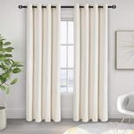 JIUZHEN Ivory Velvet Curtains 84 inches Soundproof Curtains for Living Room - Privacy Protect Room Darkening Grommet Thick Velvet Window Drapes for Bedroom, Set of 2 with Tiebacks, 52W x 84L