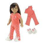 18 Inch Doll Clothes Coral Pajamas | Fits 18" American Girl Dolls | Includes Bunny Slippers | Gift-b