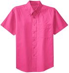 Joe's USA Men's Short Sleeve Wrinkle Resistant Easy Care Shirts in 32 Colors. Sizes XS-6XL - pink - S