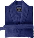 Marquess Terry Cloth Robes for Men- Cotton Lightweight Absorbent Towel Bathrobe Long Shawl Collar Luxury Shower Robe(BLUE)