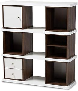Baxton Studio Librerie, Bianco/Noce