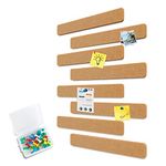 Uoisaiko Felt Pin Board Bar 33cm x 5cm, 8 Pack Cork Board Bulletin Board Strips with 40 Push Pins, Home Office Memo Notice Boards Felt Wall Tiles