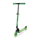 Zinc Identity Two Wheeled Folding Light Up Scooter - Green, Light up LED Wheels, Folding, Fold Down Handles, Non-Slip Deck, Height Adjustable, For Ages 3+, Great Gift Idea