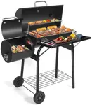 SUNLIFER Charcoal Grill Offset Smoker: Charcoal Barbecue Grills with Spacious Cooking Area | Barrel BBQ Grill and Smokers Combo for Outdoor Patio Backyard Camping and Parties