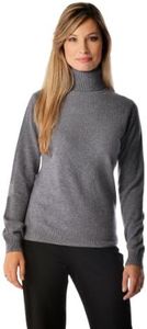 Cashmere Boutique 100% Pure Cashmere Turtleneck Sweater Women - Pullover, Slim Fit, Soft and Warm Long Sleeve Sweater - Faded Pewter, Large