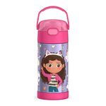 THERMOS FUNTAINER 12 Ounce Stainless Steel Vacuum Insulated Kids Straw Bottle, Gabby's Dollhouse