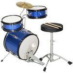 Qaba 7 Piece Drum Set with Throne, Kids Drum Set with Adjustable Cymbal, Pedal, Drumsticks, Junior Drum Set for Toddlers 3-6 Years, Blue