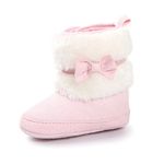 ESTAMICO Baby Girl Plush Winter Snow Bowknot Boots Pink US 3