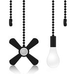 AIIGOU Ceiling Fan Pull Chains With Decorative, 2 Pieces Of Black Ceiling Fan Chain Extenders 13.6 Inches Fit All Standard Ceiling Fans And Light Fixtures，Pull Chain Extension With Connector.