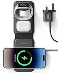 INIU Wireless Charger, 3 in 1 Wireless Charging Station Magsafe Charger, Qi Certificate Multi Charger Stand Travel Friendly for iPhone 16/15/14/13/12 Pro Max Apple Watch Ultra AirPods 4 3 Pro etc.