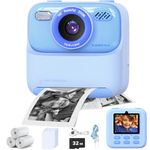 masterbee Kid Camera Instant Print Photo, Birthday Gifts for Girls and Boys, Kids Digital Camera Toys, 1080P HD Video, 3 4 5 6 7 8 9 10 11 12 Year Old Boy Gifts/Girl Gifts Blue