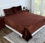 RD TREND 250 GSM Flannel Warm Bedsheets for Winter Double Flat Size (90 x 100 Inches) with 2 Pillow Cover Size (18x28 Inches) Color-Coffee