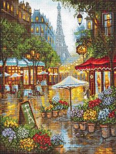 Wizardi Counted Cross Stitch Kit LetiStitch Spring Flowers, Paris L8038