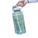 Drofail Unbrecable Sports Water Bottle 3 Liter with Straw & Time Marker, Motivational Keep Water Cooler 2X Longer Than a Regular - 3 Liter (Grey Color)