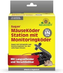 Neudorff Sugan MäuseKöderStation mit Monitoringköder – Verschließbares Schlagfallen-Box mit Langzeitköder bekämpft sicher Mäuse, 1 Stück