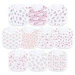 Hakochia Waterproof Baby Bibs Cotton Super Soft Absorbent 4-Layer Unisex Baby Bandana Bibs With Adjustable Snaps for Boys Girls Infants Newborn Feeding, Teething, Drooling,3-36 Months,10-Pack