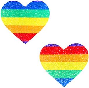 Neva Nude Pride I Heart U Nipztix Pasties Nipple Covers for Festivals, Raves, Parties, Lingerie and More, Medical Grade Adhesive, Waterproof and Sweatproof, Made in USA