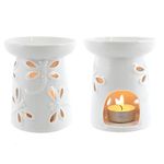 Jones Home and Gift Dragonfly Oil Burner-White Glazed, Ceramic 10 x 10 x 11 cm