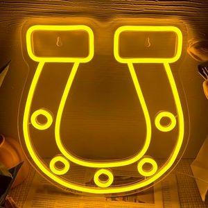 JKHOO Horseshoe Neon Signs for Wall Decor,Dimmable Lucky Horseshoe Led Neon Light House Horse Signs,USB Powered Led Neon Signs for Man Cave Bedroom Home Bar Kids Room Party Birthday Gifts(12.2*12.9in)