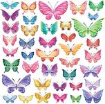 DECOWALL DS-1602 Watercolour Butterflies Kids Wall Stickers Wall Decals Peel and Stick Removable Wall Stickers for Kids Nursery Bedroom Living Room