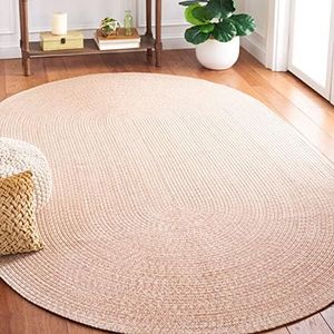 SAFAVIEH Braided Collection BRA201B Handmade Farmhouse Entryway Foyer Living Room Bedroom Kitchen Area Rug, 5' x 8', Oval, Natural