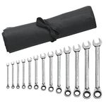 GEARWRENCH 13 Pc. 12 Pt. Reversible Ratcheting Combination Wrench Set with Tool Roll, SAE - 9509RN