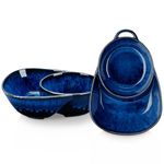 vancasso Starry Snack and Dip Bowls Set of 2, Divided Bowls for Separating Cereal and Milk, Microwave & Dishwasher Safe Serving Bowls, Chip Snack Bowls, Blue