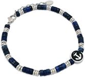 Aloha® Men's Anchor Bracelet Natural Stone Agate Blue and Steel Balls Gift Idea Adjustable TU, Stainless Steel Agate, TU, Stainless Steel, Agate