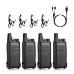 Baofeng GT-22 Walkie Talkie PMR 446 Radio 16 Channels Two Way Radio Rechargeable USB Charger 1500mAh Battery Handheld Radio with Earpiece (4 pcs)