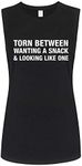 FANNOO Workout Tank Tops for Women-Torn Between Womens Funny Saying Fitness Gym Racerback Sleeveless Shirts, 0111 Black-muscle Tank, Large