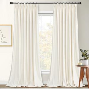 StangH Ivory White Pinch Pleat Curtains Super Soft Velvet Light Dimming Privacy Protect Window Drapes for Nursery Kids Bedroom Luxury Home Decor for Dining Room, W52 x L84, 2 Panels