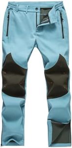 Gash Hao Mens Snow Ski Waterproof Softshell Snowboard Pants Outdoor Hiking Fleece Lined Zipper Bottom Leg(180blue 42x36)