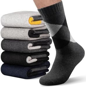 5 Pack Men’s Thermal Wool Socks for Winter Thick Warm Soft Hiking Socks Man Heavy Cosy Boot Socks for Cold Weather Crew Socks Size 6-11