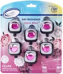 Air Jungles Flora Bliss Scent Car Air Freshener Clip, 6 Car Freshener Vent Clips, 4ml Each, Long Lasting, Up to 180 Days Car Refresher Odor Eliminator