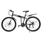 TRIEBAN Mountain Bike, 26 Inch 21-Speed Adult Mountain Bike, Folding Bike, Bicycle Mountain Bike, Disc Brake, Manual Full Suspension, Full Suspension, for Boys, Girls, Women & Men (Black)