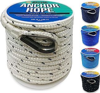 Premium Boat Anchor Rope 100 Ft Double Braided Boat Anchor Line White Nylon Marine Rope Braided 3/8 Anchor Rope Reel for Many Anchors & Boats 3/8 Inch White